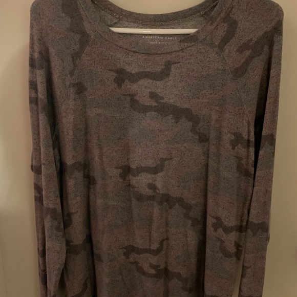 American Eagle 🦅 soft & sexy Plush WMS TOP size small pink & gray - Picture 2 of 9